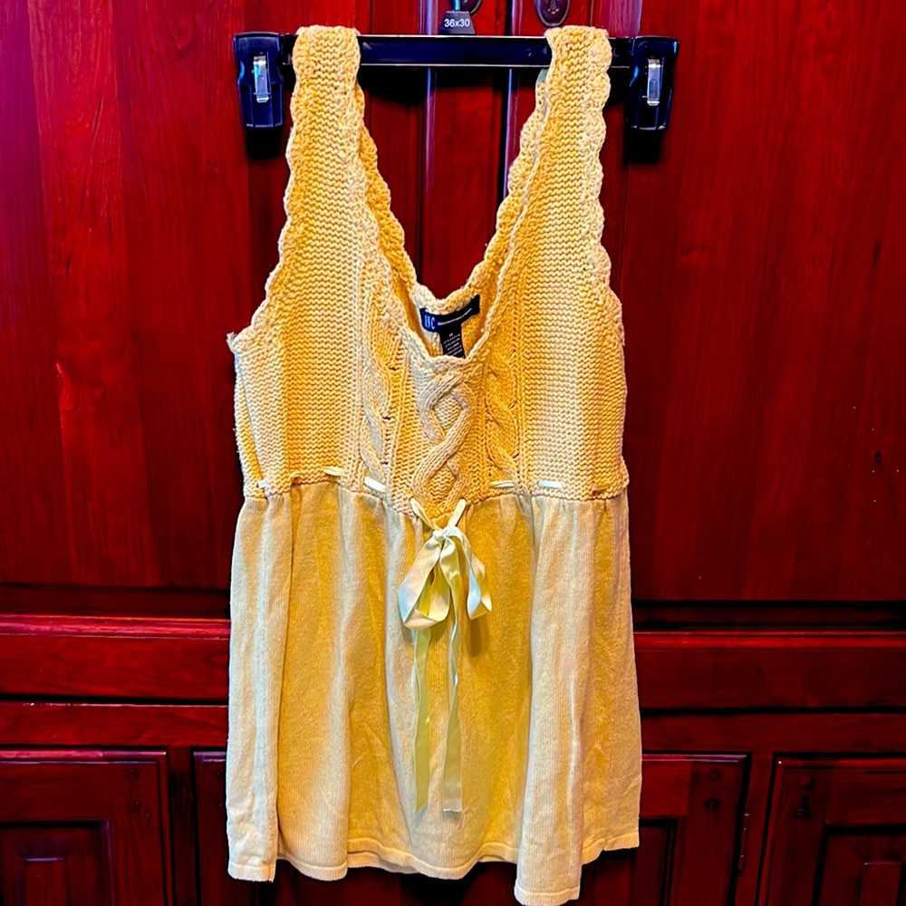 I•N•C medium yellow crotchet sweater top